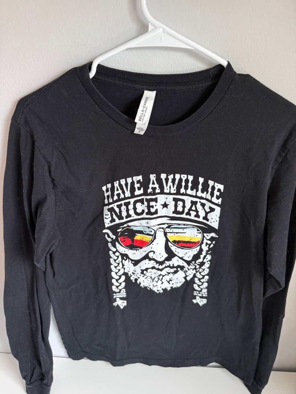 WILLIE NELSON Black Graphic Long Sleeve "Have A Willie Nice Day" Tee